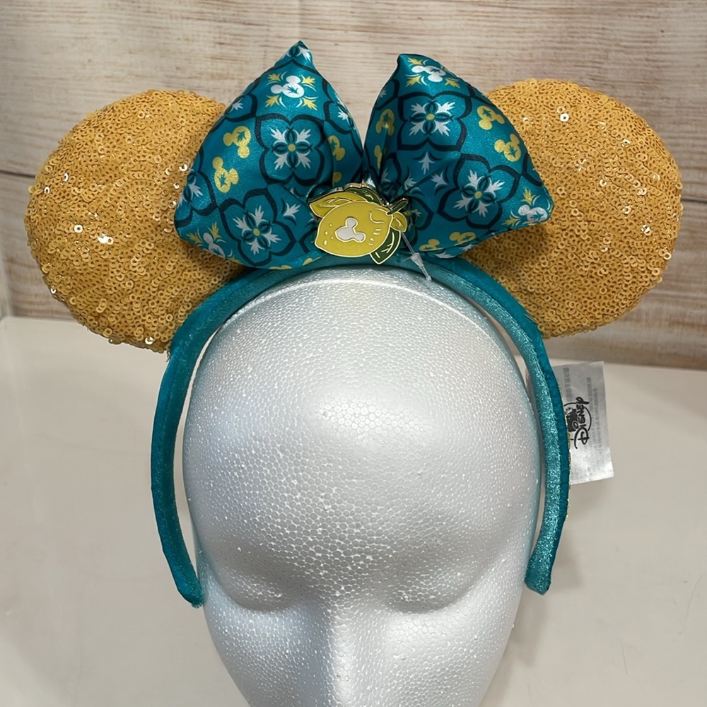 NWT Disney Parks Epcot Saluti Lemoncello Italy Minnie Mouse Ears Headband Lemon
